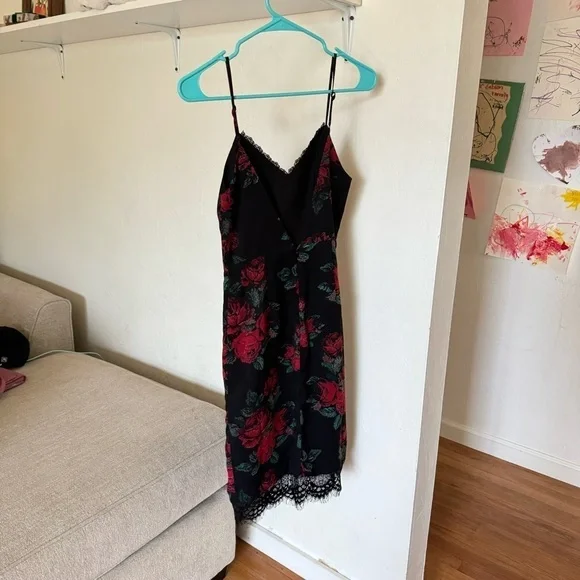 Lovers + Friends Black Hymn Rose Lace Slip Dress Size XS - Picture 5 of 9